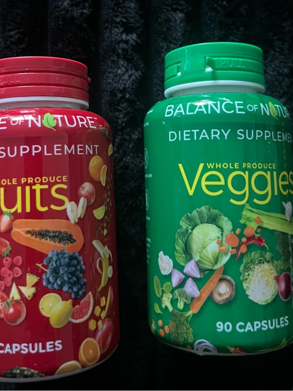 Balance of Nature Veggies & Fruits Supplement Bundle - Green & Red Bottles